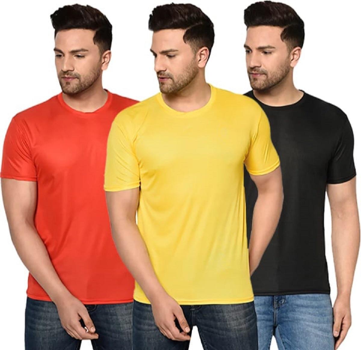 Swank Thread™ Men's Pack Of -3 Half Sleeves Round Neck T-shirt With Pack Of-2 Men's Boxers