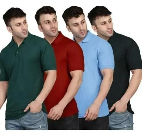 Swank Thread™ Premium Matty Solid Half Sleeves Mens Polo T-Shirt Pack Of 4